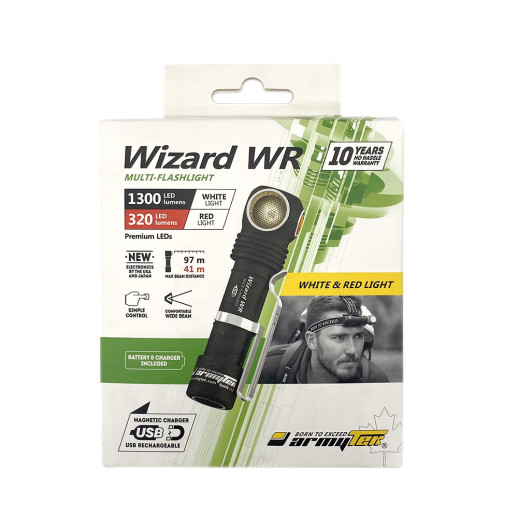 Налобний ліхтар Armytek Wizard WR Magnet USB + 18650 White & Red